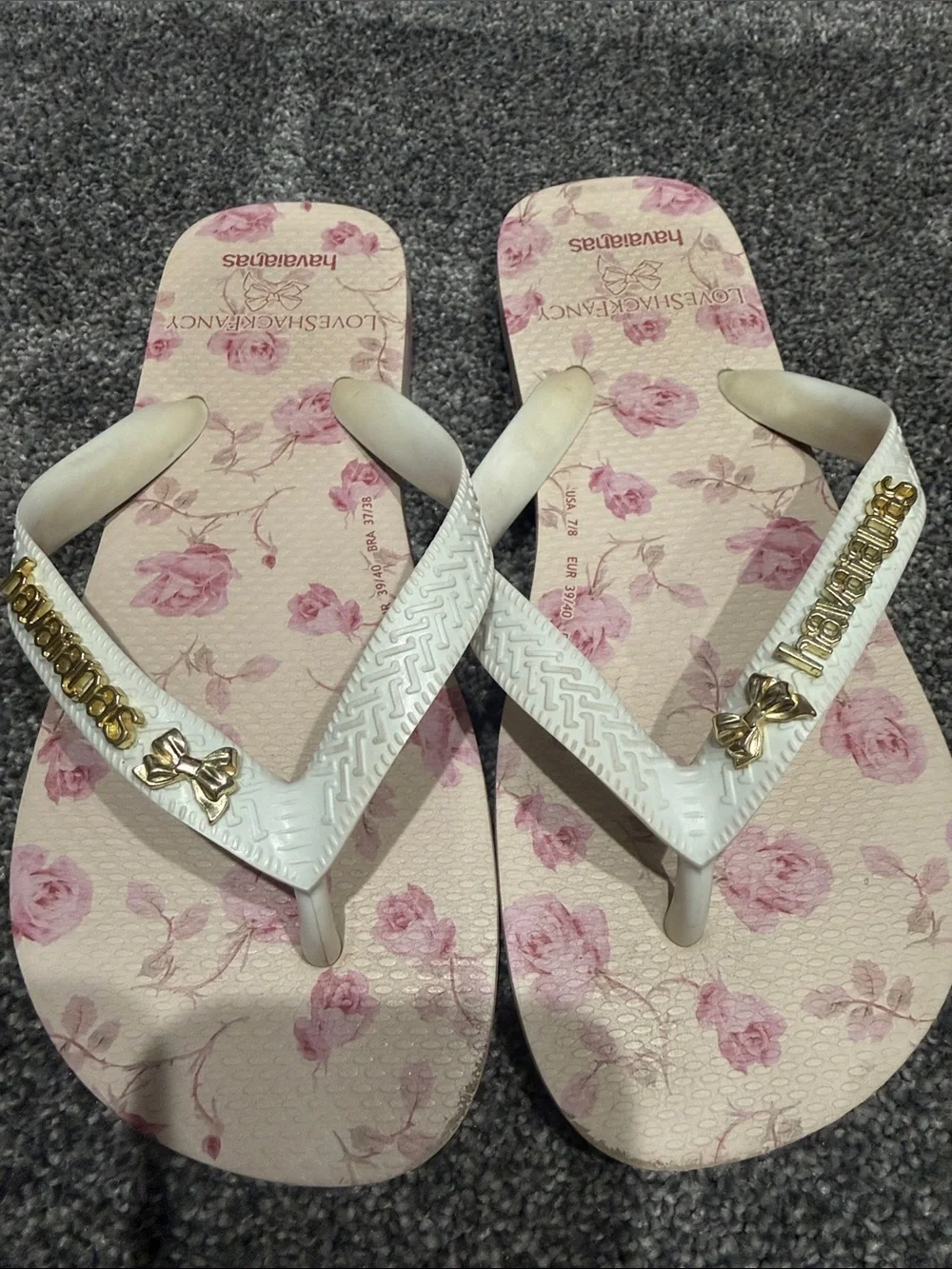 Havaianas x LoveShackFancy Top Ribbon Rosa Floral Sandals 7/8